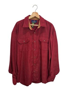 Vintage Bill Blass Red Plaid Button Up Shirt XL Grandpa Core Grunge